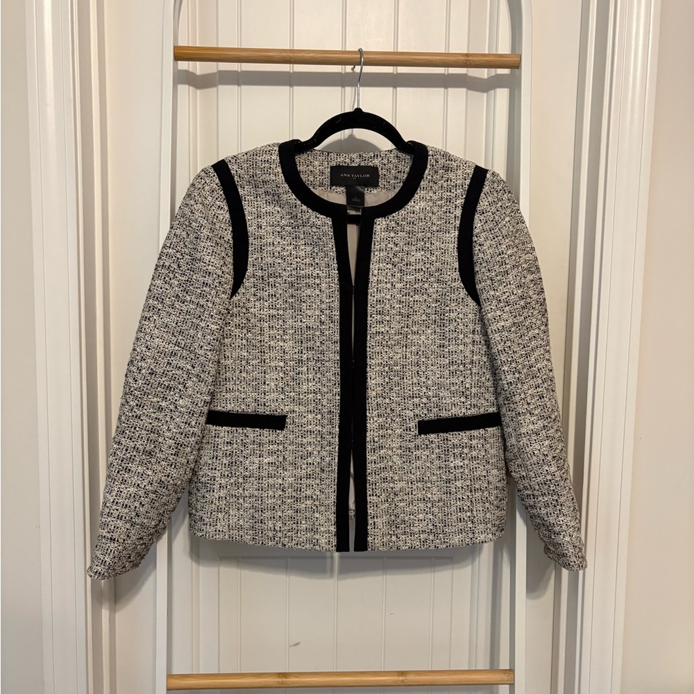 Ann Taylor Black and White Tweed Blazer